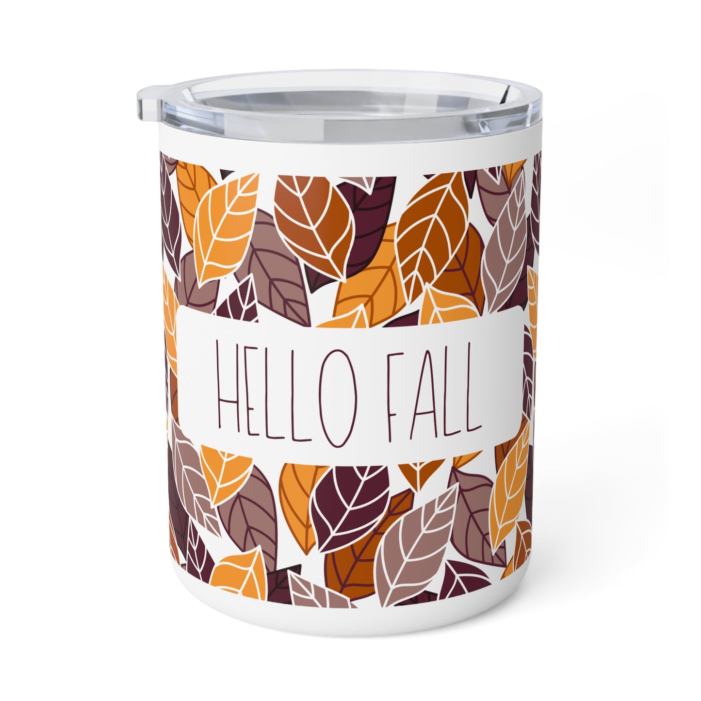 Autumn Insulated Coffee Mug, 10oz - Fall Leaves Design, Perfect for Cozy Mornings, Gifts for Coffee Lovers, Seasonal Decor, Hello Fall