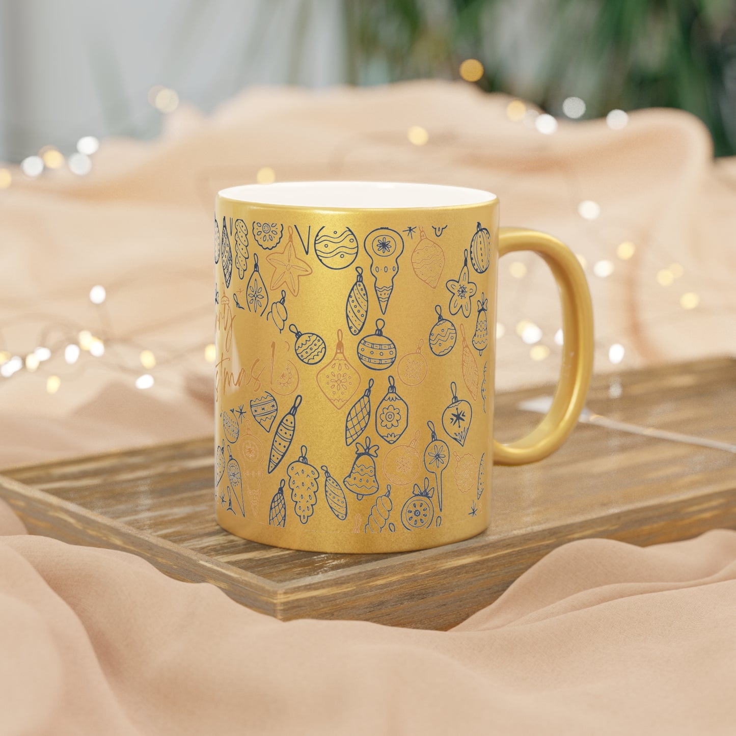 Metallic Christmas Mug, Festive Hot Cocoa Cup, Holiday Drinkware, Unique Gift for Coffee Lovers, Merry Christmas Decor, Winter Celebration
