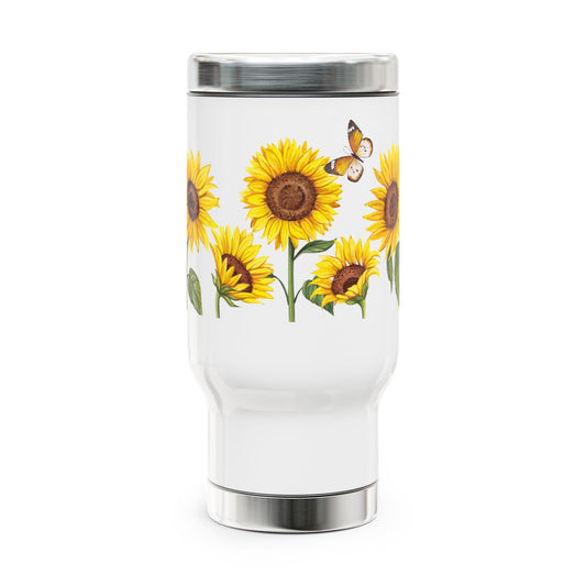 Sunflower Stainless Steel Travel Mug, Insulated Coffee Cup, Gift for Nature Lovers, Perfect for Camping, Outdoor Adventures, Road Trips