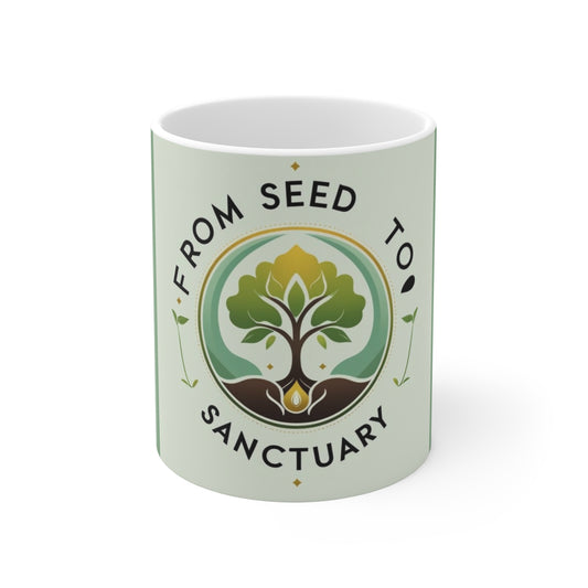 Sanctuary Mug, Eco-friendly Coffee Cup, Nature Lover Gift, Parent's Day Present, Gardening Enthusiast Drinkware, Inspirational Quote Mug