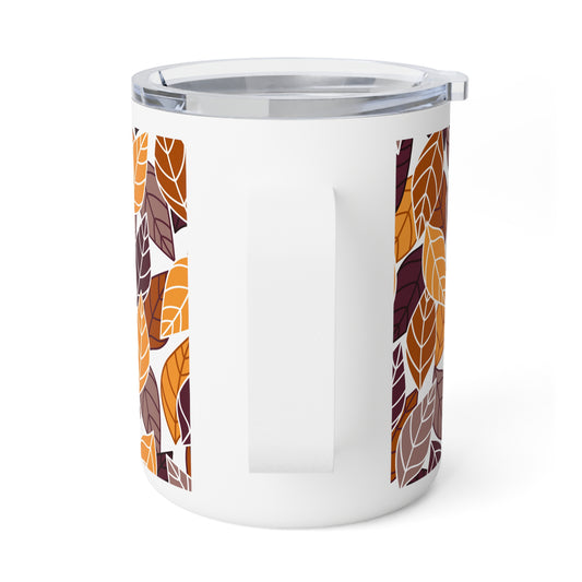 Autumn Insulated Coffee Mug, 10oz - Fall Leaves Design, Perfect for Cozy Mornings, Gifts for Coffee Lovers, Seasonal Decor, Hello Fall
