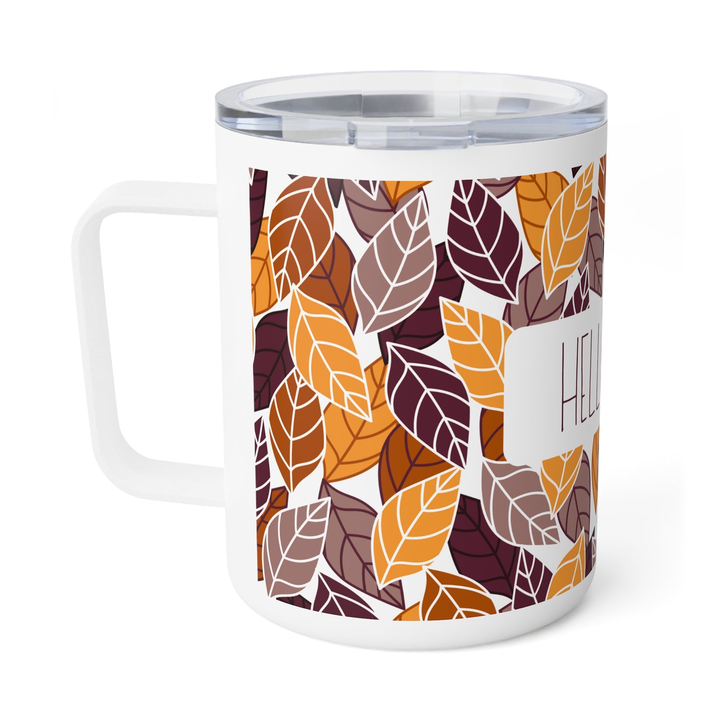 Autumn Insulated Coffee Mug, 10oz - Fall Leaves Design, Perfect for Cozy Mornings, Gifts for Coffee Lovers, Seasonal Decor, Hello Fall