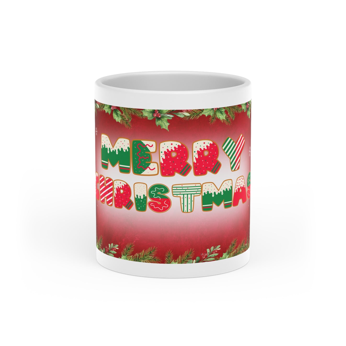Merry Christmas Heart-Shaped Mug, Festive Coffee Cup, Holiday Gift, Seasonal Decor, Winter Beverage Holder