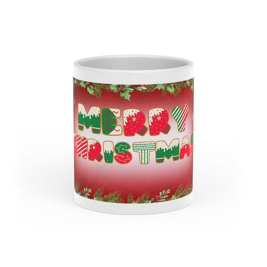 Merry Christmas Heart-Shaped Mug, Festive Coffee Cup, Holiday Gift, Seasonal Decor, Winter Beverage Holder