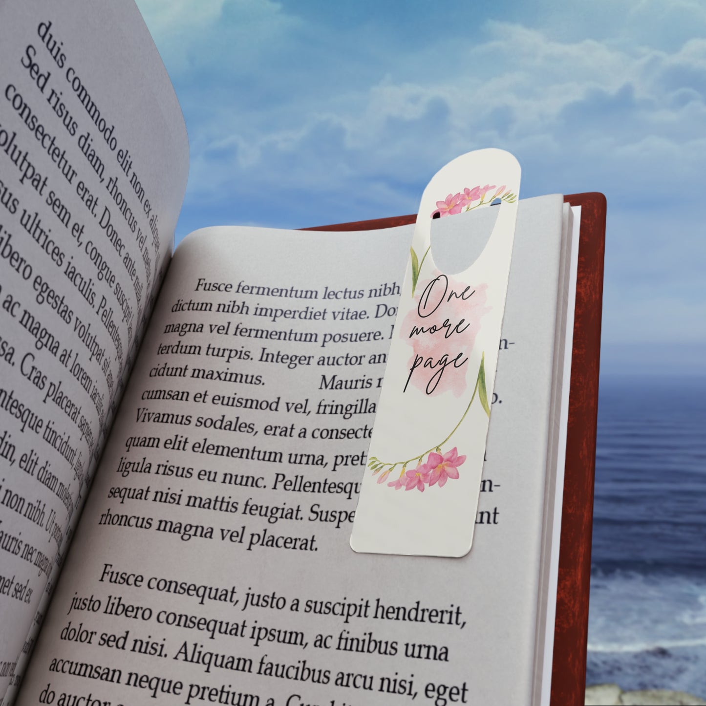 Floral Bookmark with 'One More Page' Quote, Cute Reading Accessory, Book Lover Gift, Teacher Gift, Stationery Essential