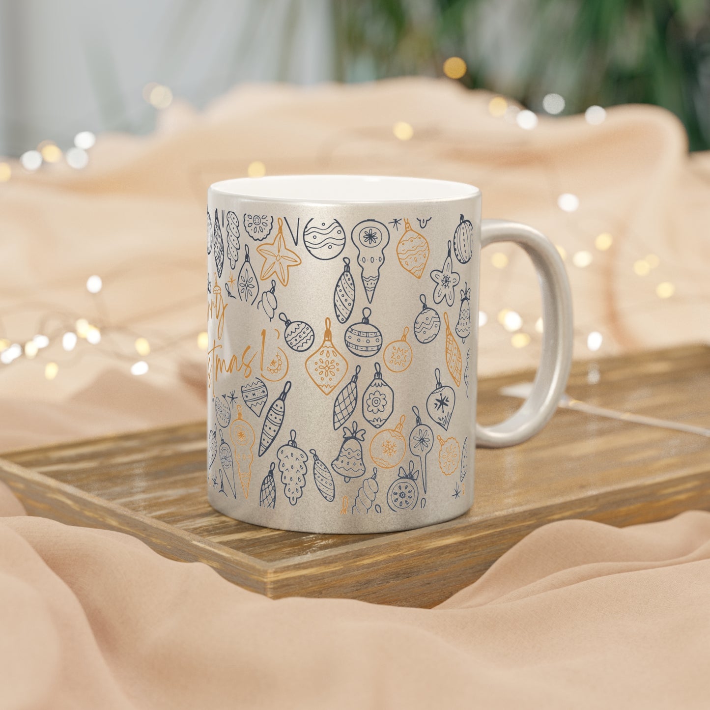 Metallic Christmas Mug, Festive Hot Cocoa Cup, Holiday Drinkware, Unique Gift for Coffee Lovers, Merry Christmas Decor, Winter Celebration